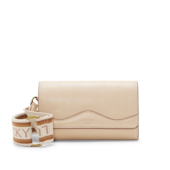 LUCKY BRAND Leather Cali Crossbody/Wallet w/ Detachable Strap, Off-White - NWT - Picture 1 of 8